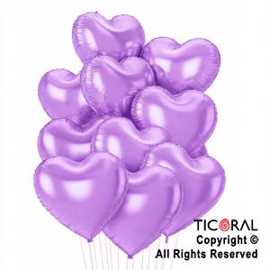 SET DE GLOBOS METALIZADOS CORAZON LILA x 10 UNIDADES